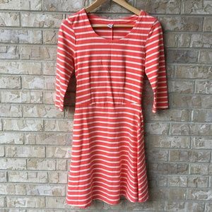 Old Navy Orange Stripe Stretch Dress Fit Flare XS